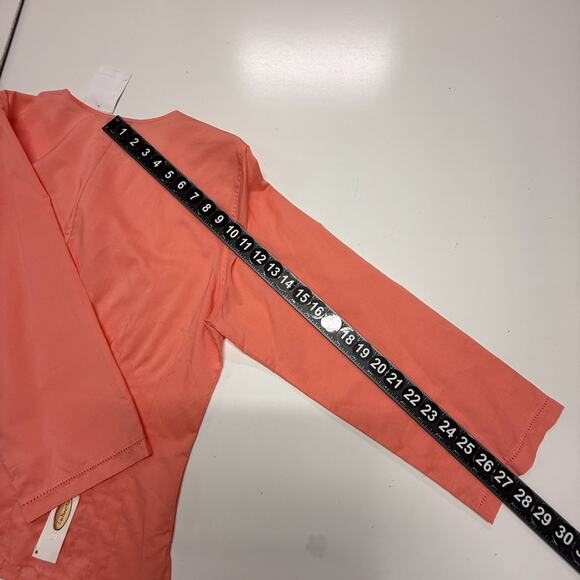 Vintage Talbots Top Womens 12 Orange Button Up Split Round Neck Beachy NWT - Picture 4 of 10